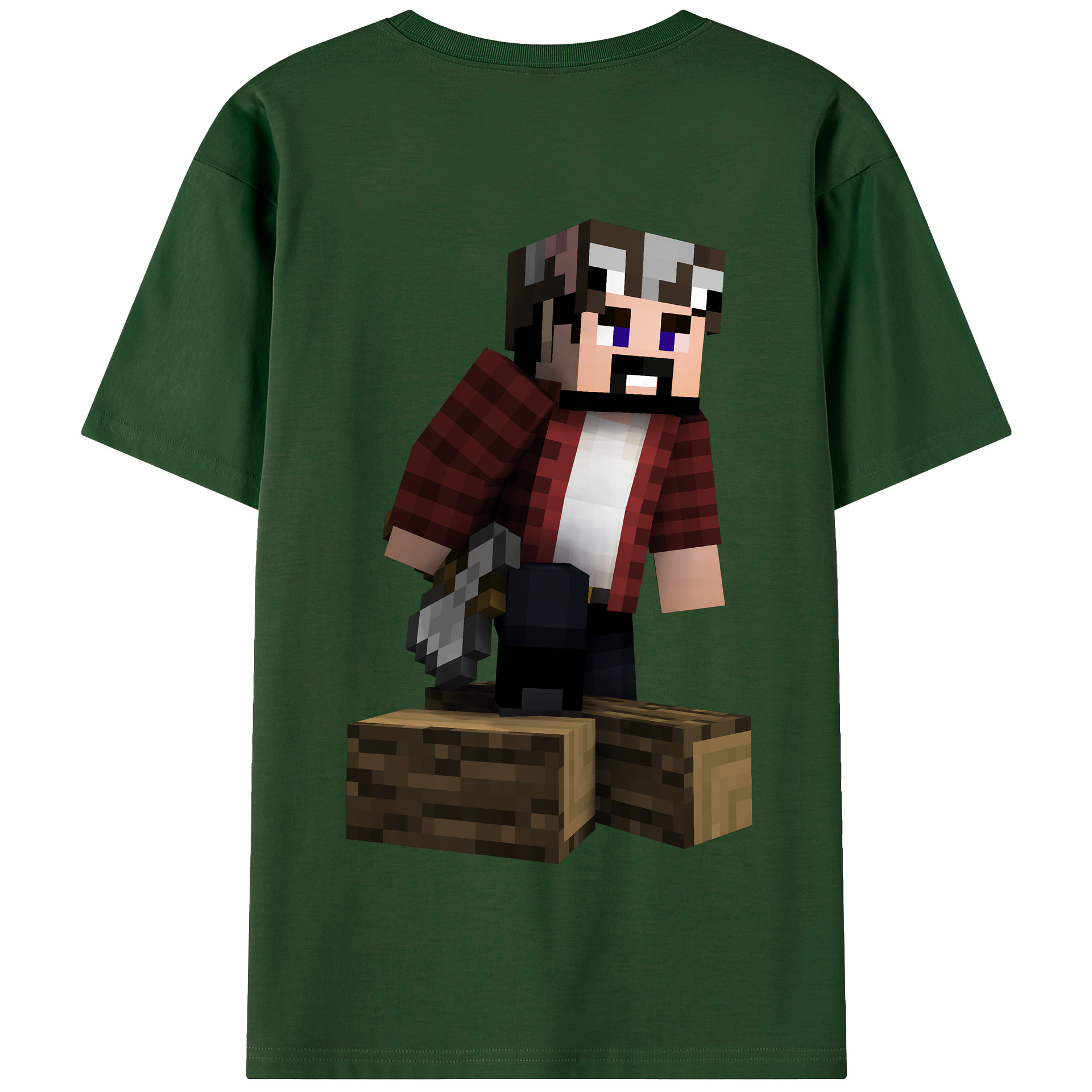 （画像用） マインクラフト ブロックの世界 Minecraft MC Block world 綿100％半袖Tシャツ（背面プリント）